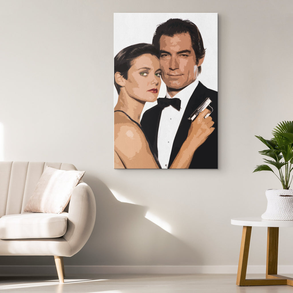 James Bond Timothy Dalton Pop Art Illustration - 007 Home Decor in Poster Print or Canvas Art