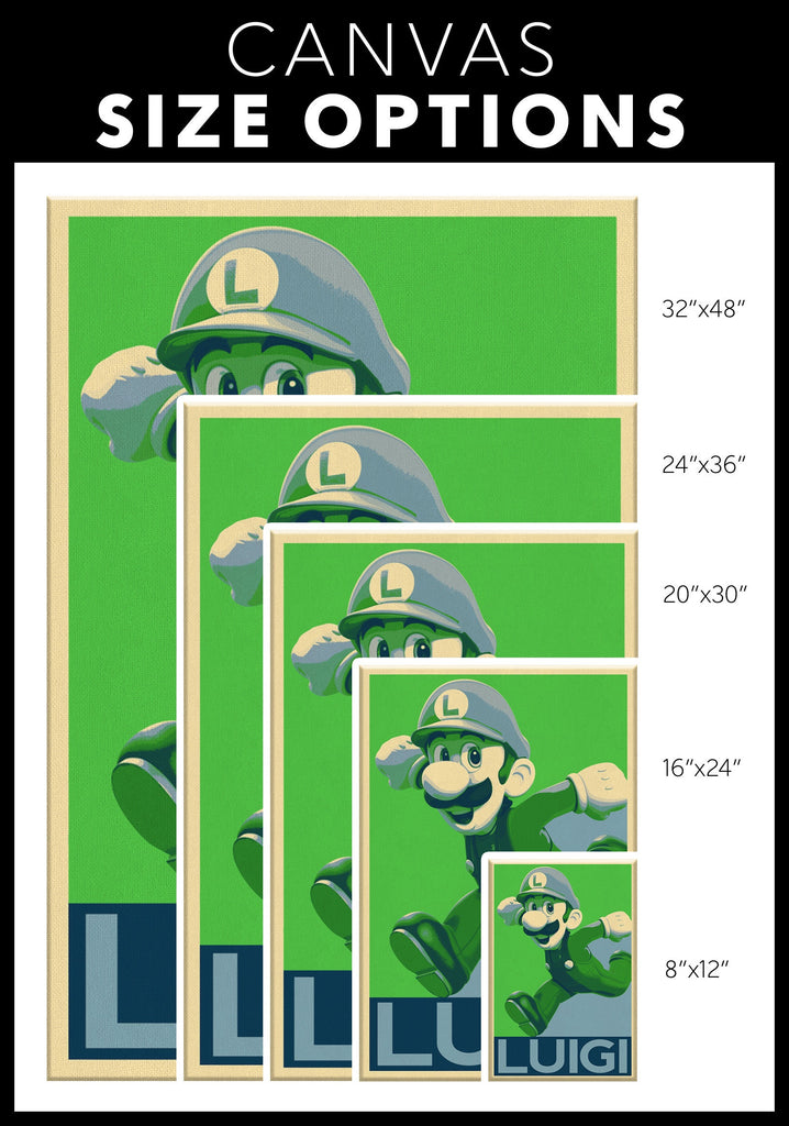 Luigi Pop Art Illustration - Video Game Home Decor in Poster Print or Canvas Art