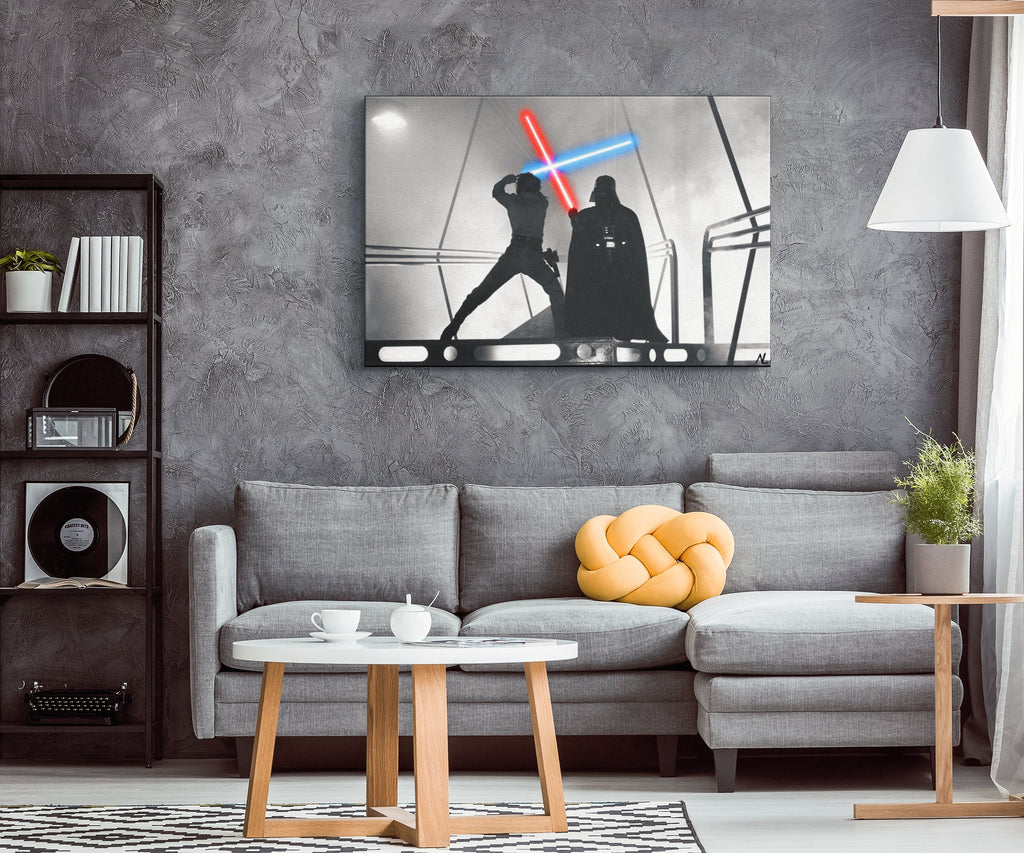 Luke Skywalker and Darth Vader Pop Art Illustration - Star Wars Home Decor in Poster Print or Canvas Art