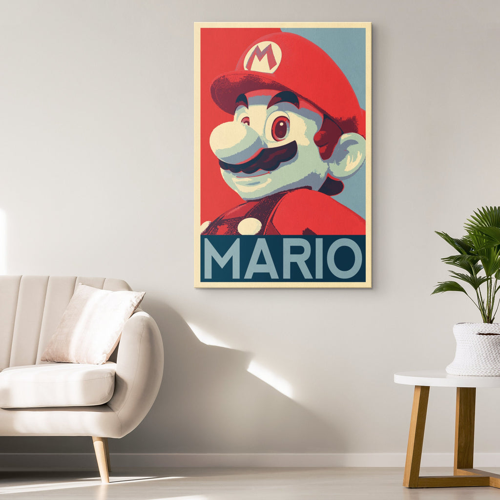 Mario Pop Art Illustration - Video Game Home Decor in Poster Print or Canvas Art