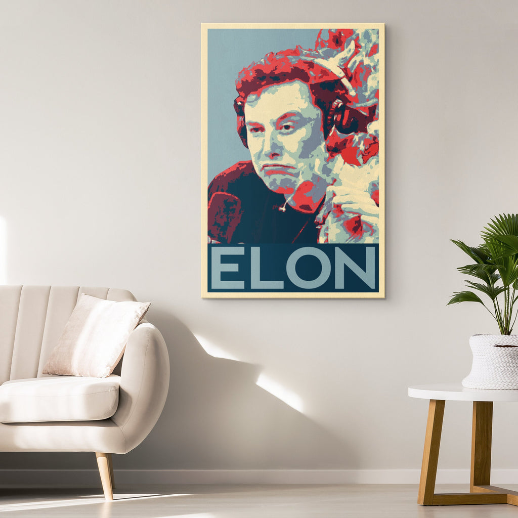 Smoking Elon Musk Pop Art Illustration - Tesla Entrepreneur Home Decor in Poster Print or Canvas Art