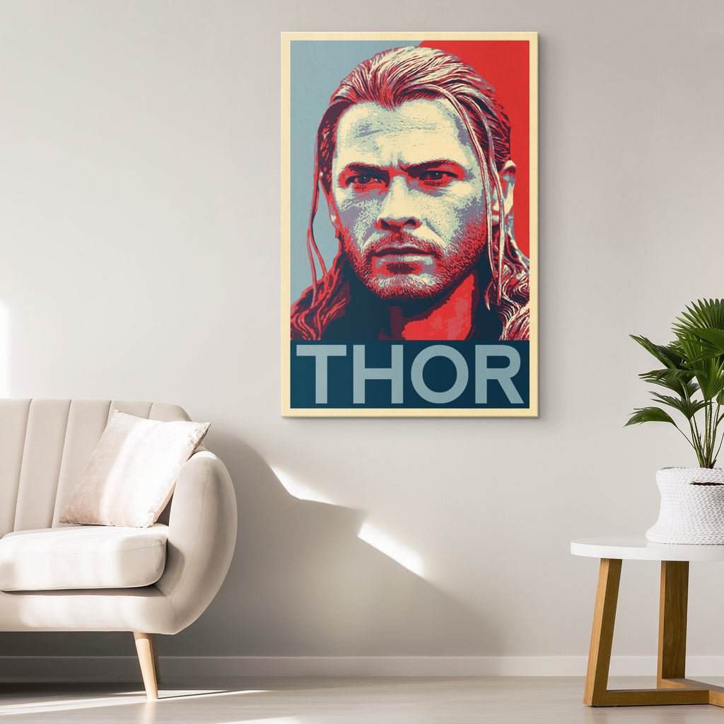 Thor Odinson Pop Art Illustration - Marvel Superhero Home Decor in Poster Print or Canvas Art