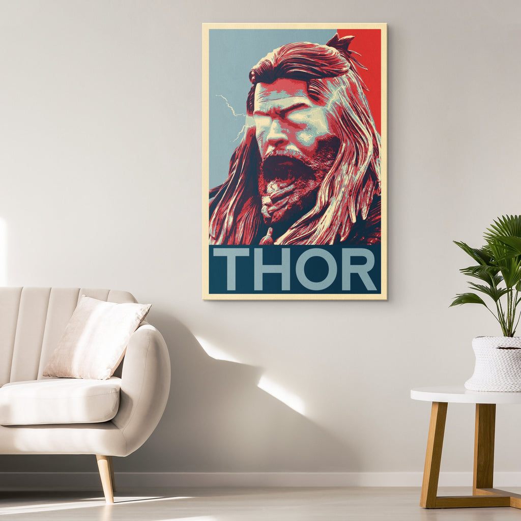 Thor Odinson Pop Art Illustration - Marvel Superhero Home Decor in Poster Print or Canvas Art