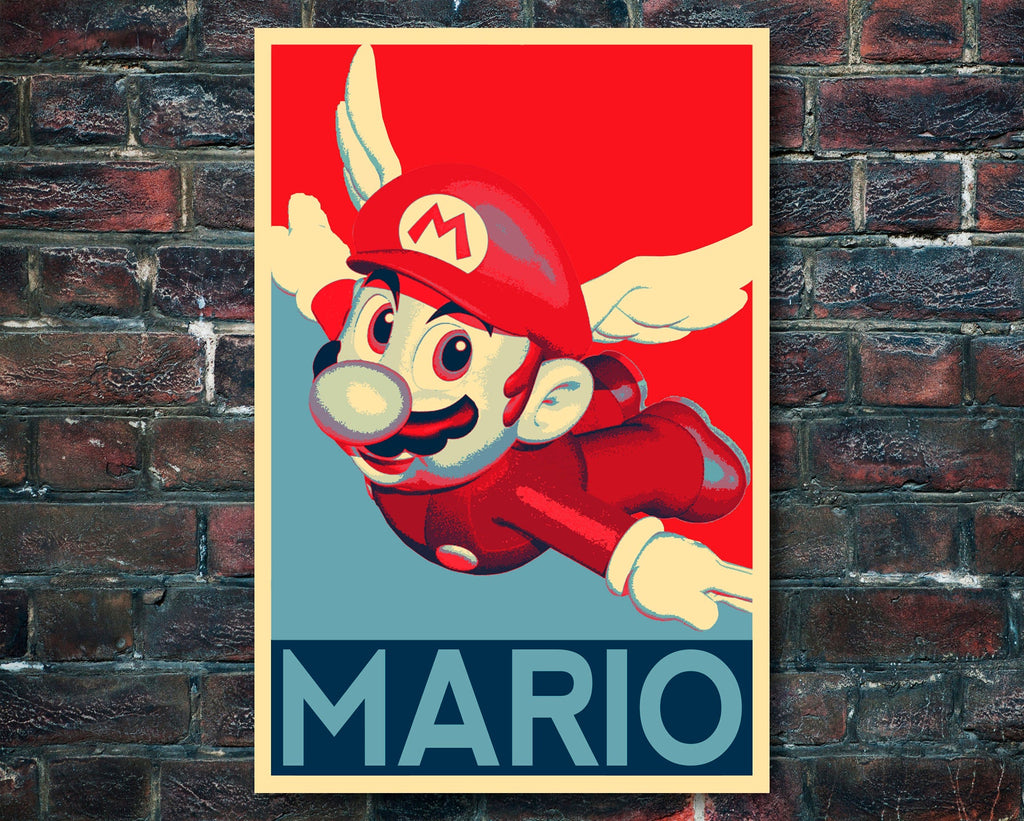 Mario Pop Art Illustration - Video Game Home Decor in Poster Print or Canvas Art