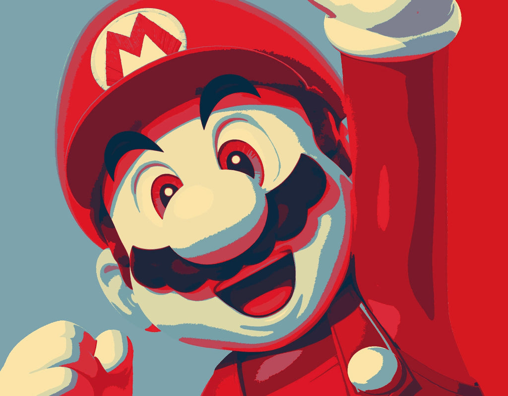 Mario Pop Art Illustration - Video Game Home Decor in Poster Print or Canvas Art