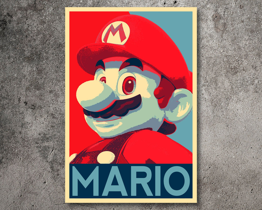 Mario Pop Art Illustration - Video Game Home Decor in Poster Print or Canvas Art