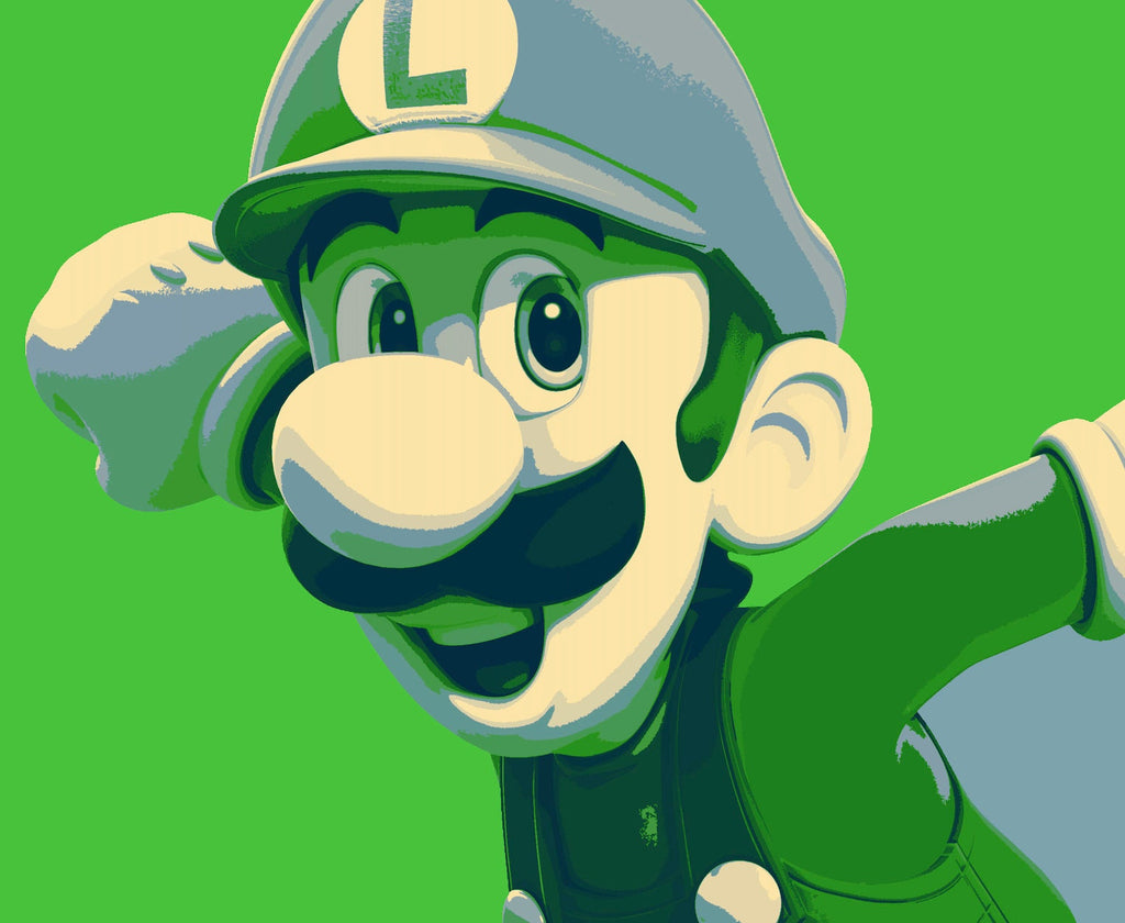 Luigi Pop Art Illustration - Video Game Home Decor in Poster Print or Canvas Art