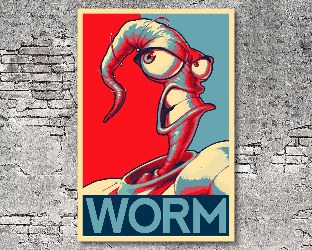 Earthworm Jim Pop Art Illustration - Video Game Home Decor in Poster Print or Canvas Art