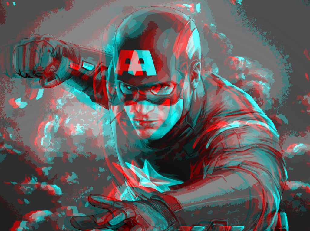 Retro 3D Captain America Pop Art Illustration - Marvel Superhero Home Decor in Poster Print or Canvas Art