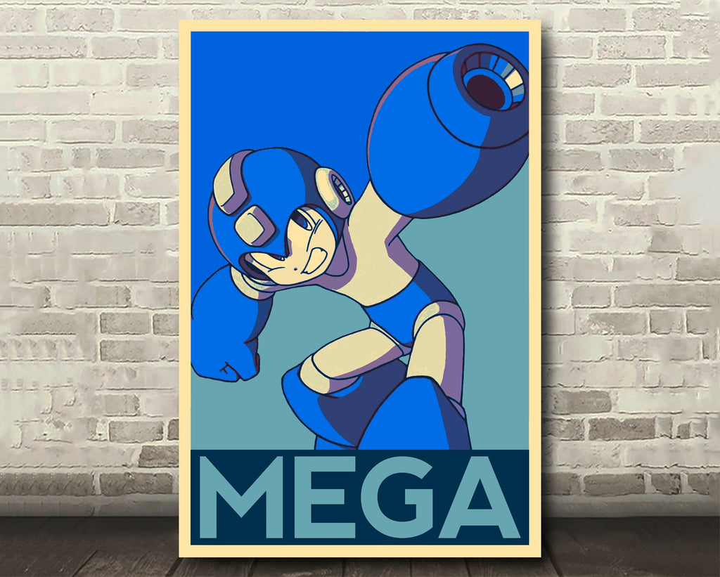 Mega Man Pop Art Illustration - Video Game Home Decor in Poster Print or Canvas Art