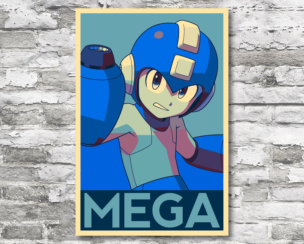 Mega Man Pop Art Illustration - Video Game Home Decor in Poster Print or Canvas Art