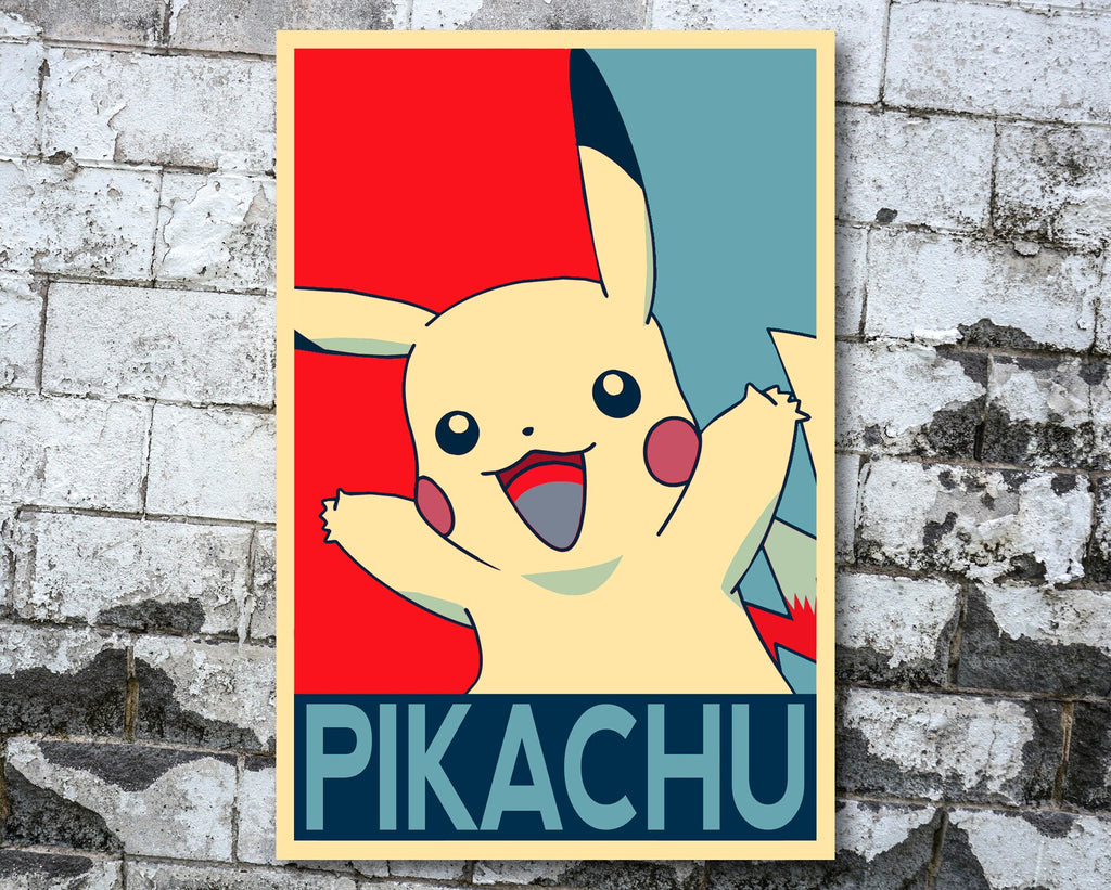 Pikachu Pokemon Pop Art Illustration - Video Game Home Decor in Poster Print or Canvas Art