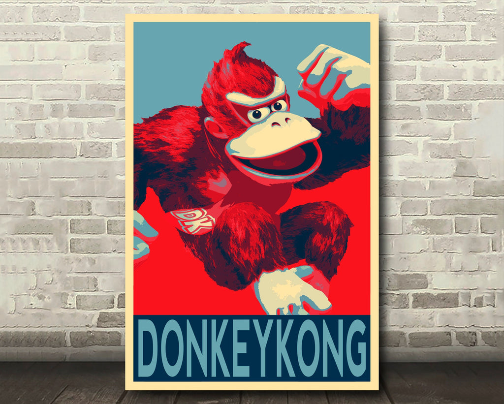 Donkey Kong Pop Art Illustration - Video Game Home Decor in Poster Print or Canvas Art