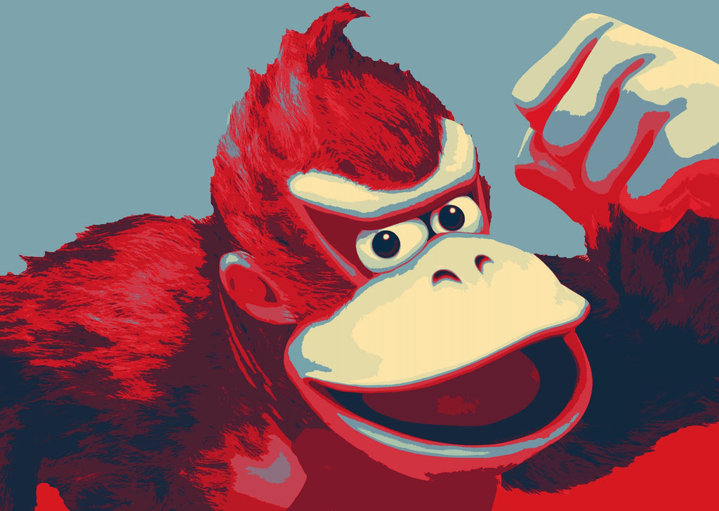 Donkey Kong Pop Art Illustration - Video Game Home Decor in Poster Print or Canvas Art