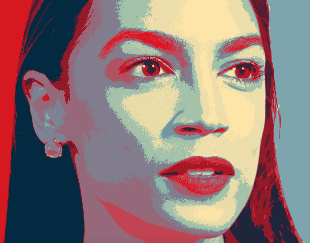 Alexandria Ocasio-Cortez Pop Art Illustration - Political Home Decor in Poster Print or Canvas Art