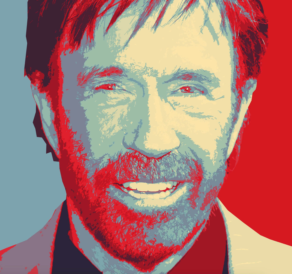 Chuck Norris Pop Art Illustration - Martial Arts Legend Home Decor in Poster Print or Canvas Art