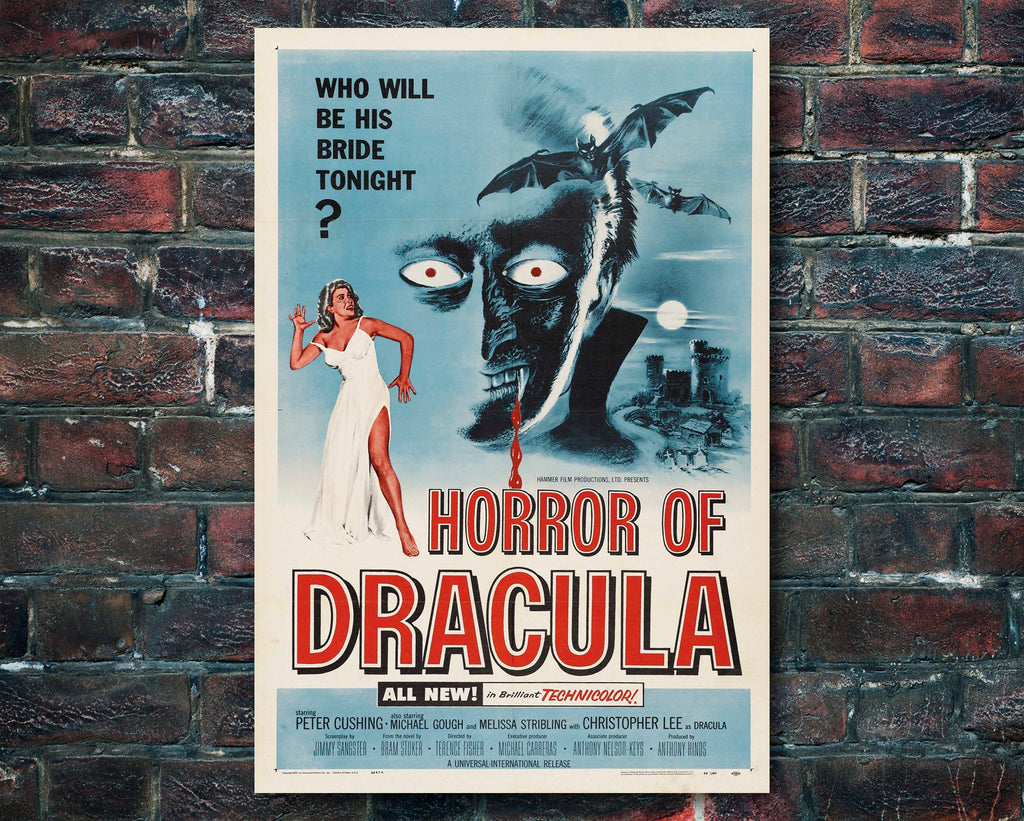 Horror of Dracula 1958 Vintage Poster Reprint - Christopher Lee Vampire Home Decor in Poster Print or Canvas Art