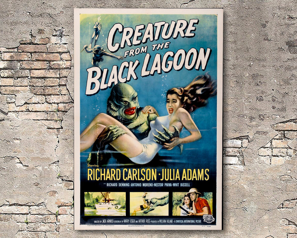 Creature from the Black Lagoon 1954 Vintage Poster Reprint - Horror Monster Home Decor in Poster Print or Canvas Art