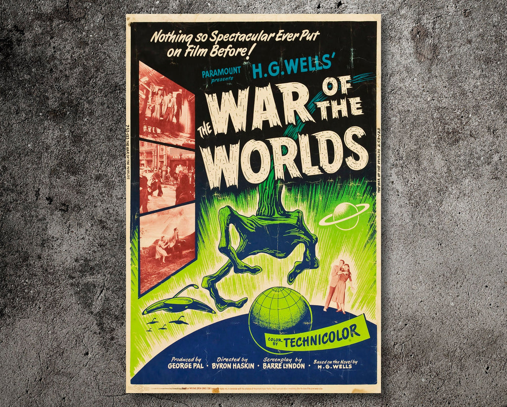 The War of the Worlds 1953 Vintage Poster Reprint - Science Fiction Home Decor in Poster Print or Canvas Art