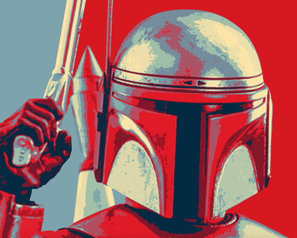 Jango Fett Pop Art Illustration - Star Wars Home Decor in Poster Print or Canvas Art