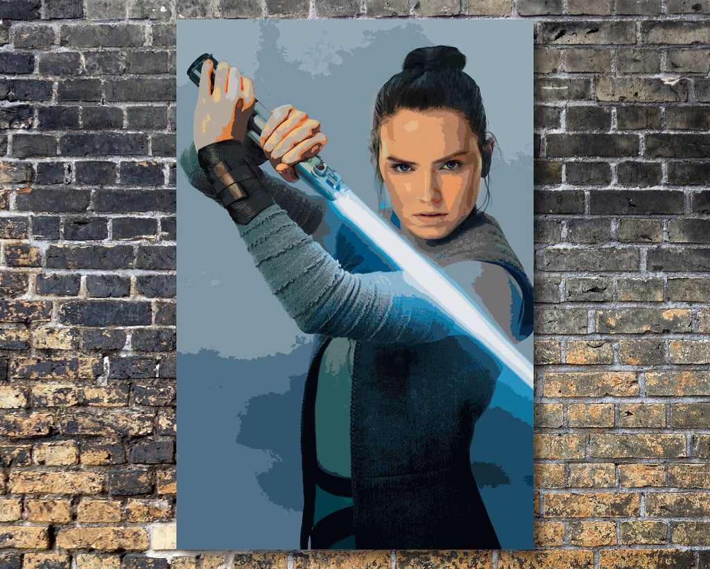 Rey Pop Art Illustration - Star Wars Home Decor in Poster Print or Canvas Art