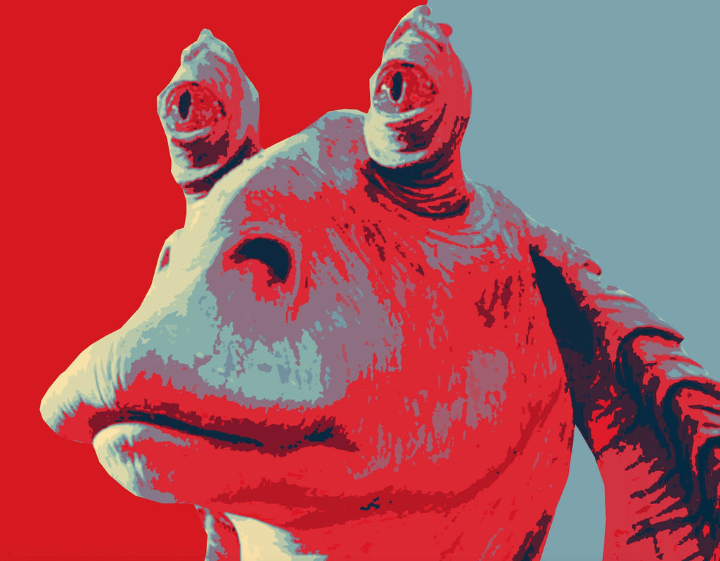 Jar Jar Binks Pop Art Illustration - Star Wars Home Decor in Poster Print or Canvas Art