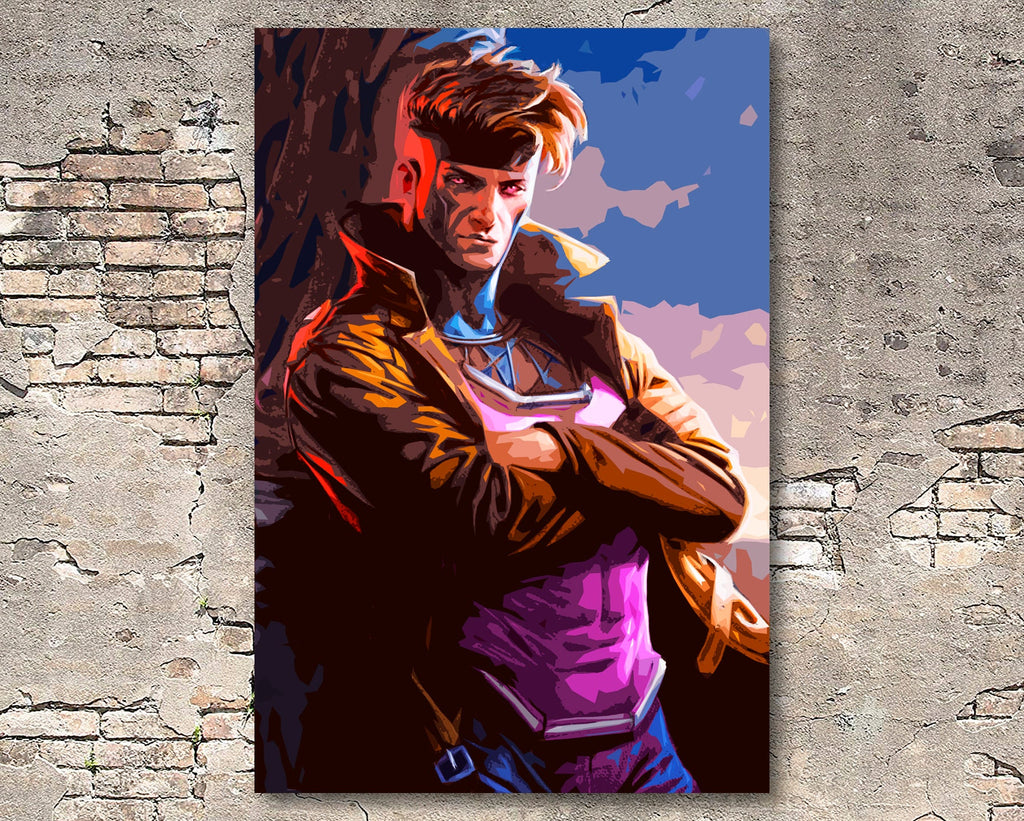 Gambit Pop Art Illustration - Marvel X-men Superhero Home Decor in Poster Print or Canvas Art