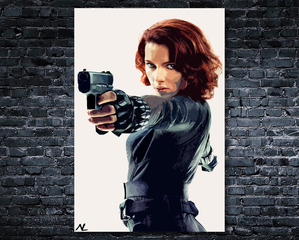 Black Widow Pop Art Illustration - Marvel Avengers Superhero Home Decor in Poster Print or Canvas Art