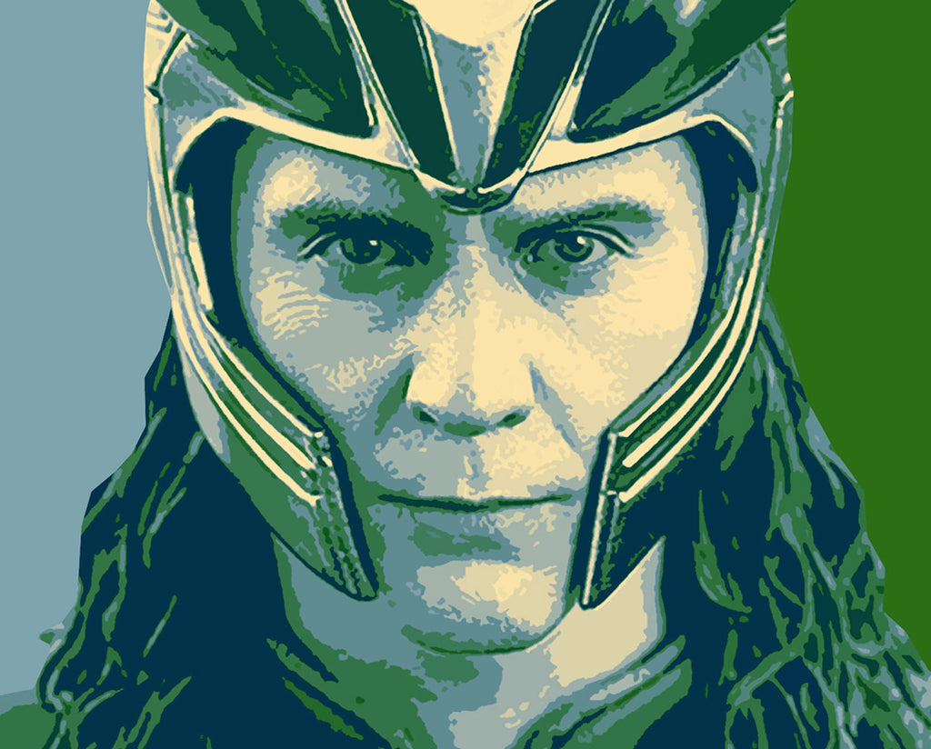 Loki Pop Art Illustration - Marvel Avengers Superhero Home Decor in Poster Print or Canvas Art