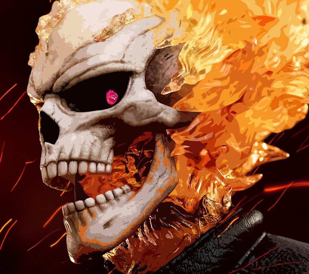 Ghost Rider Pop Art Illustration - Marvel Superhero Home Decor in Poster Print or Canvas Art