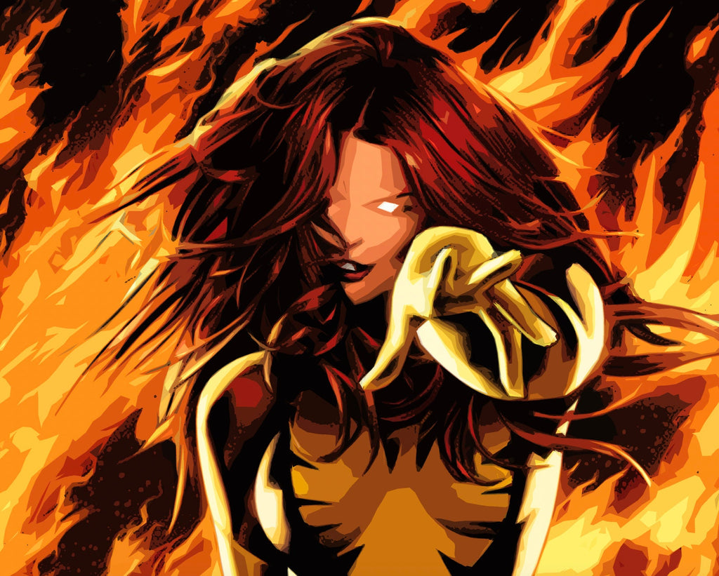 Dark Phoenix Pop Art Illustration - Marvel X-men Superhero Home Decor in Poster Print or Canvas Art