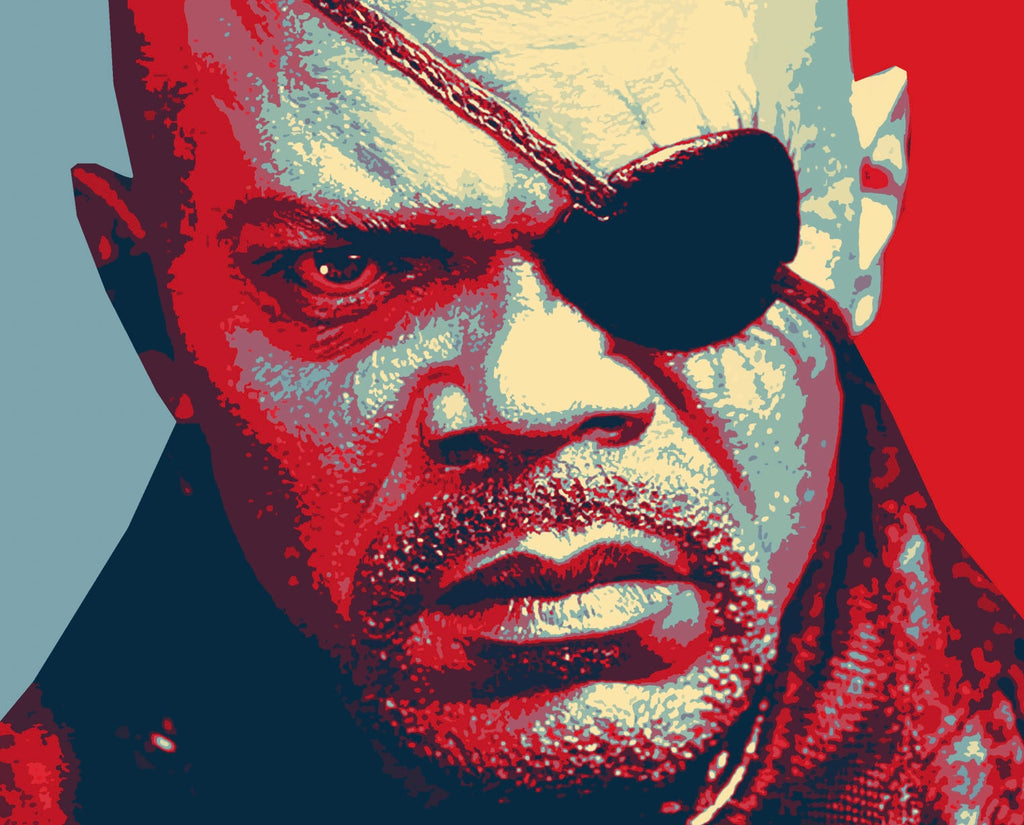 Nick Fury Pop Art Illustration - Marvel Superhero Home Decor in Poster Print or Canvas Art