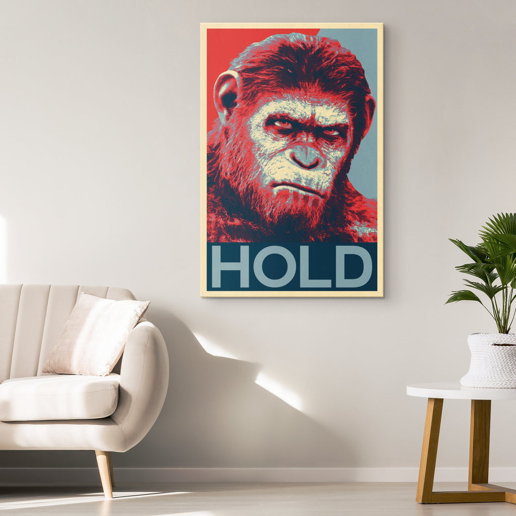 Apes HOLD Pop Art Illustration - AMC and GME Meme Stock Market Home Decor in Poster Print or Canvas Art