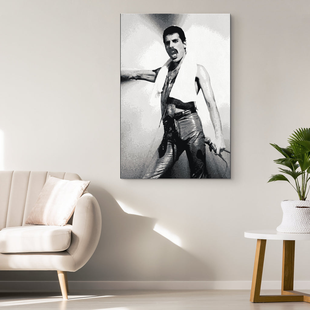 Freddie Mercury Queen Pop Art Illustration - Rock and Roll Music Home Decor in Poster Print or Canvas Art Active