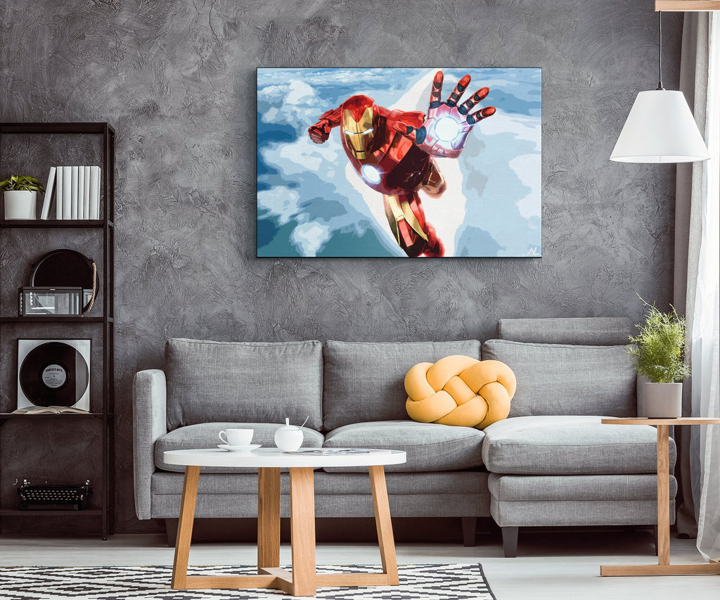 Iron Man Pop Art Illustration - Marvel Superhero Home Decor in Poster Print or Canvas Art