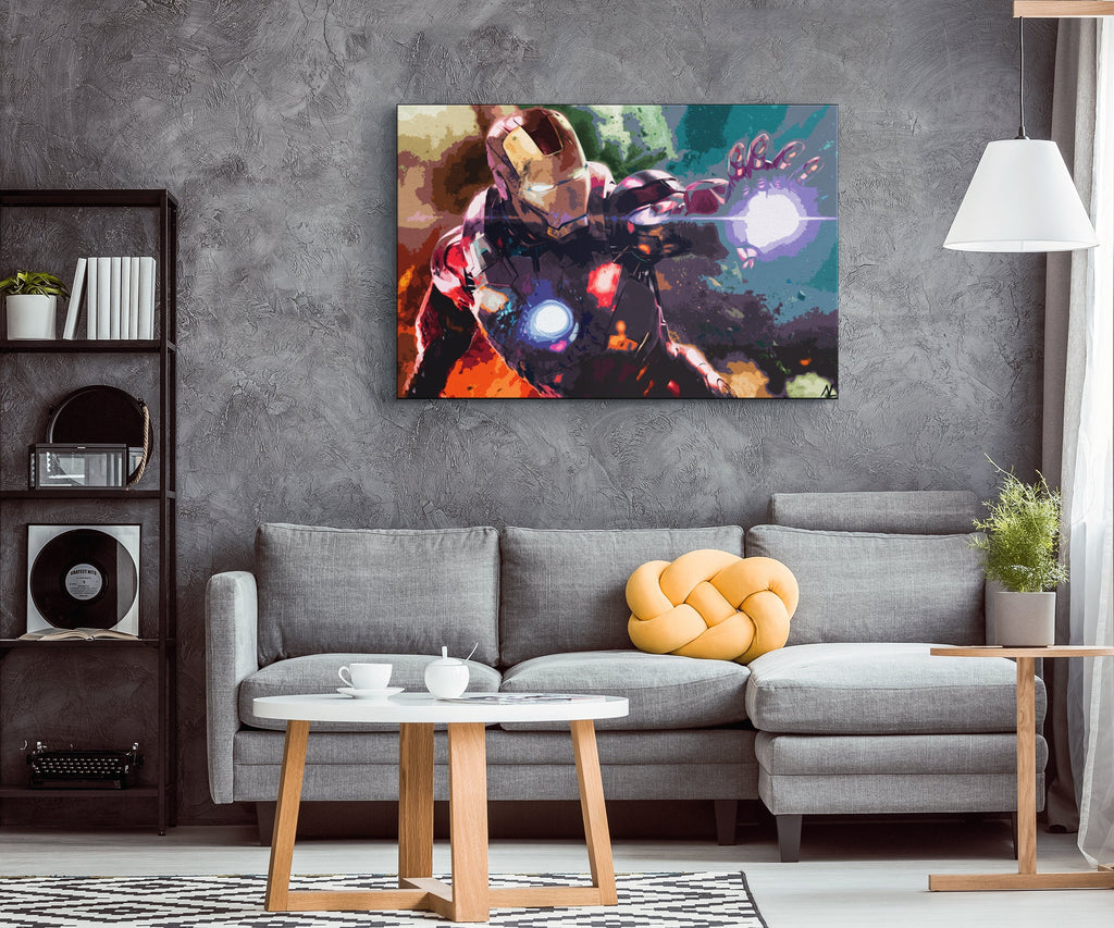 Iron Man Pop Art Illustration - Marvel Superhero Home Decor in Poster Print or Canvas Art