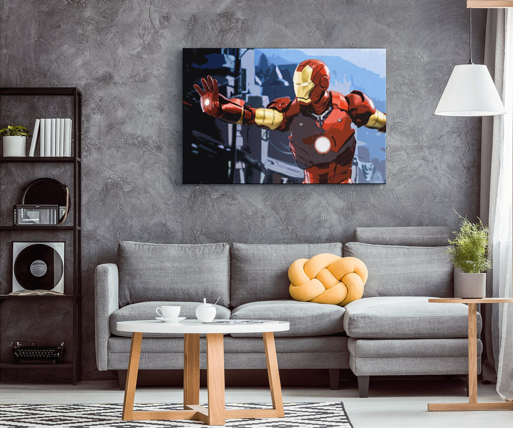 Iron Man Pop Art Illustration - Marvel Superhero Home Decor in Poster Print or Canvas Art