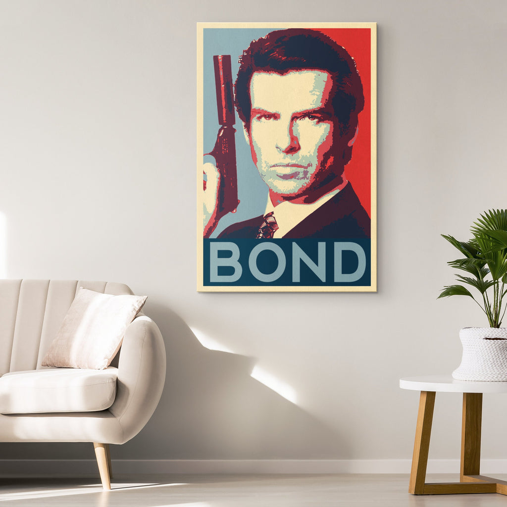 James Bond Pierce Brosnan Pop Art Illustration - 007 Home Decor in Poster Print or Canvas Art