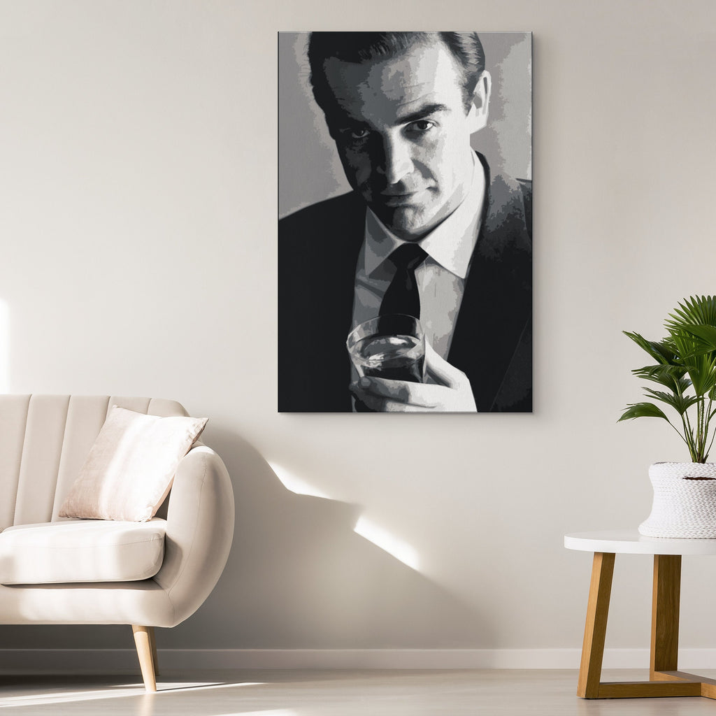 James Bond Sean Connery Pop Art Illustration - 007 Home Decor in Poster Print or Canvas Art