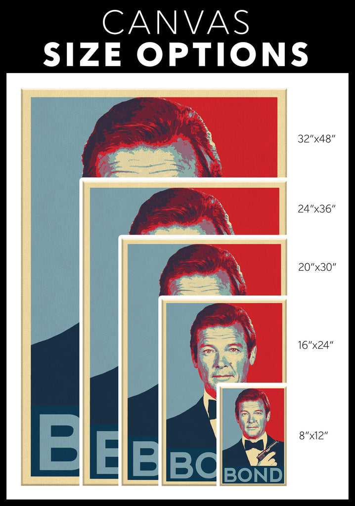 James Bond Roger Moore Pop Art Illustration - 007 Home Decor in Poster Print or Canvas Art