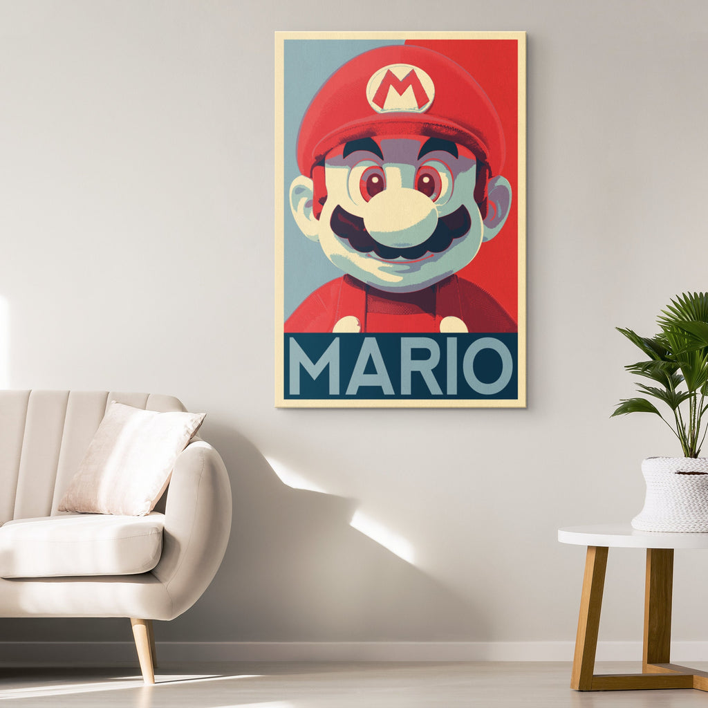 Mario Pop Art Illustration - Video Game Home Decor in Poster Print or Canvas Art