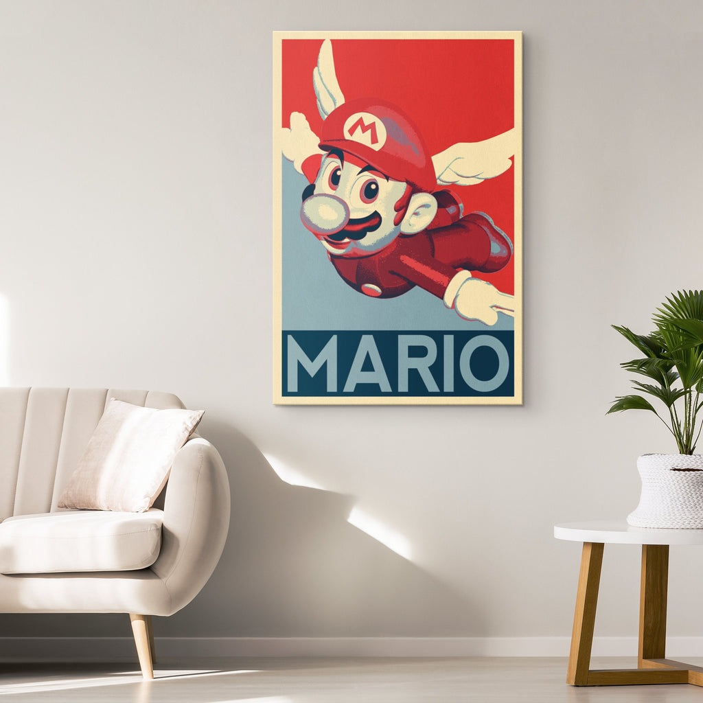 Mario Pop Art Illustration - Video Game Home Decor in Poster Print or Canvas Art