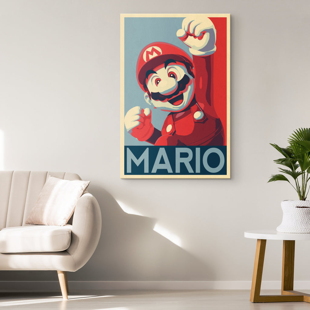 Mario Pop Art Illustration - Video Game Home Decor in Poster Print or Canvas Art