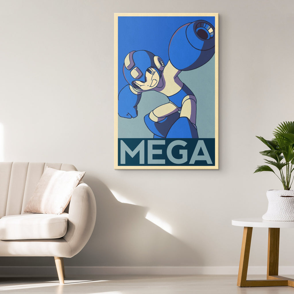 Mega Man Pop Art Illustration - Video Game Home Decor in Poster Print or Canvas Art