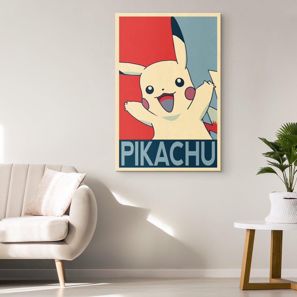 Pikachu Pokemon Pop Art Illustration - Video Game Home Decor in Poster Print or Canvas Art