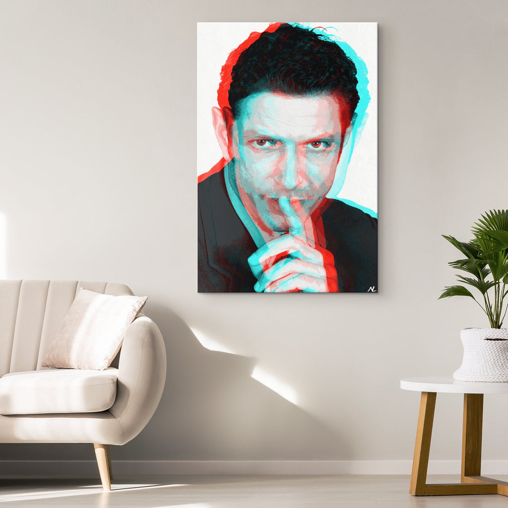 Retro 3D Jeff Goldblum Pop Art Illustration - Celebrity Home Decor in Poster Print or Canvas Art