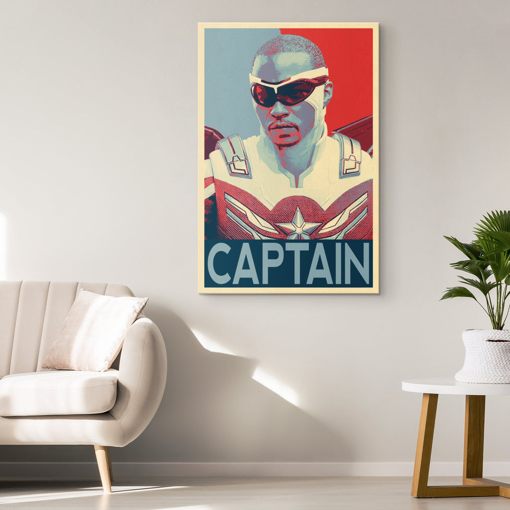 Sam Wilson Captain America Pop Art Illustration - Marvel Superhero Home Decor in Poster Print or Canvas Art