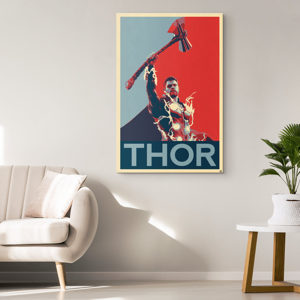 Thor Odinson Pop Art Illustration - Marvel Superhero Home Decor in Poster Print or Canvas Art