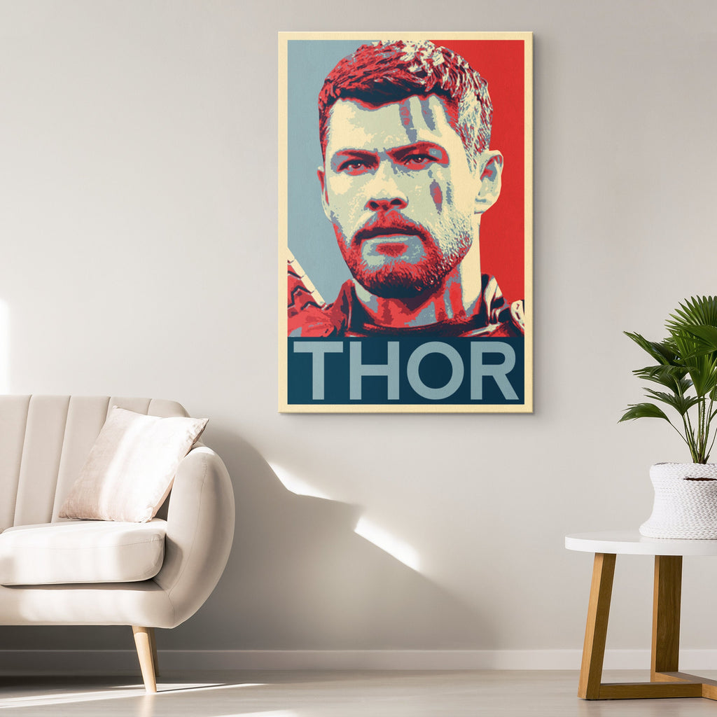 Thor Odinson Pop Art Illustration - Marvel Superhero Home Decor in Poster Print or Canvas Art