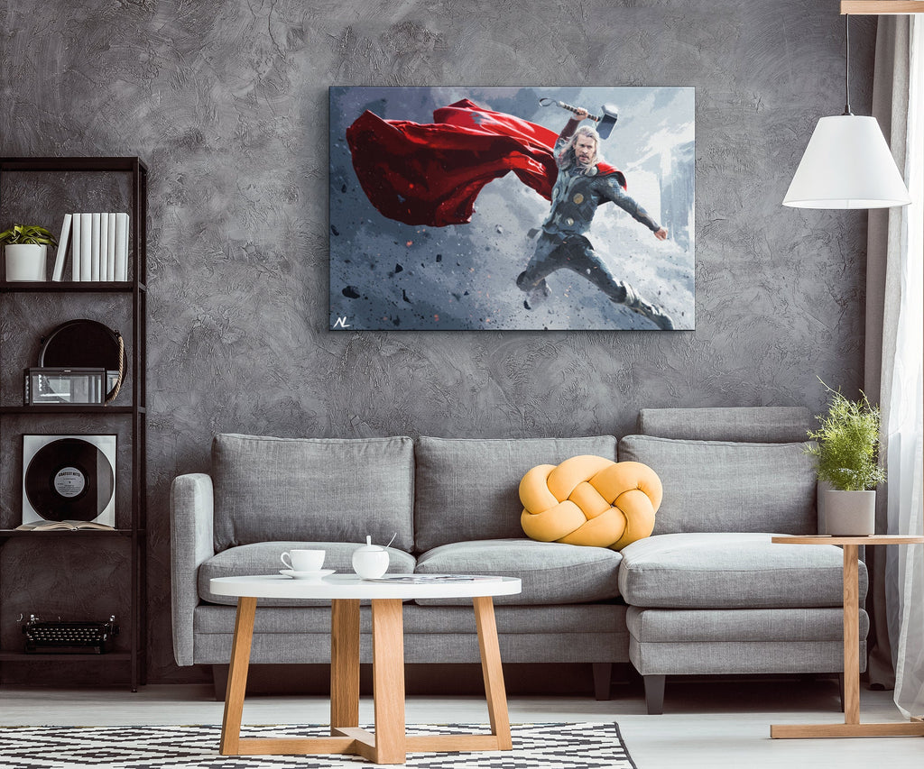 Thor Odinson Pop Art Illustration - Marvel Superhero Home Decor in Poster Print or Canvas Art